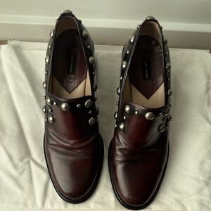 Marc Jacobs Studded Leather Slip-On Loafers in Dark Wine